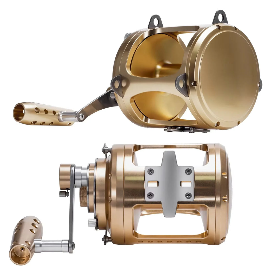 Full Metal 30W 50W 80W Big Game Fishing Reels 2 Speed Deep Saltwater Trolling Fishing Reel Surf Casting Fishing Reel