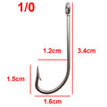Stainless steel hooks for fishing, large hooks, extra long, white hooks, size 1/0-10/0, 40PCs