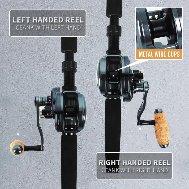 Big Drag Power Overhead Slow Jigging Fishing Reels Saltwater 9+2BB Cork Knob Handle 6.3:1 Casting Slow Pitch Fishing Reel