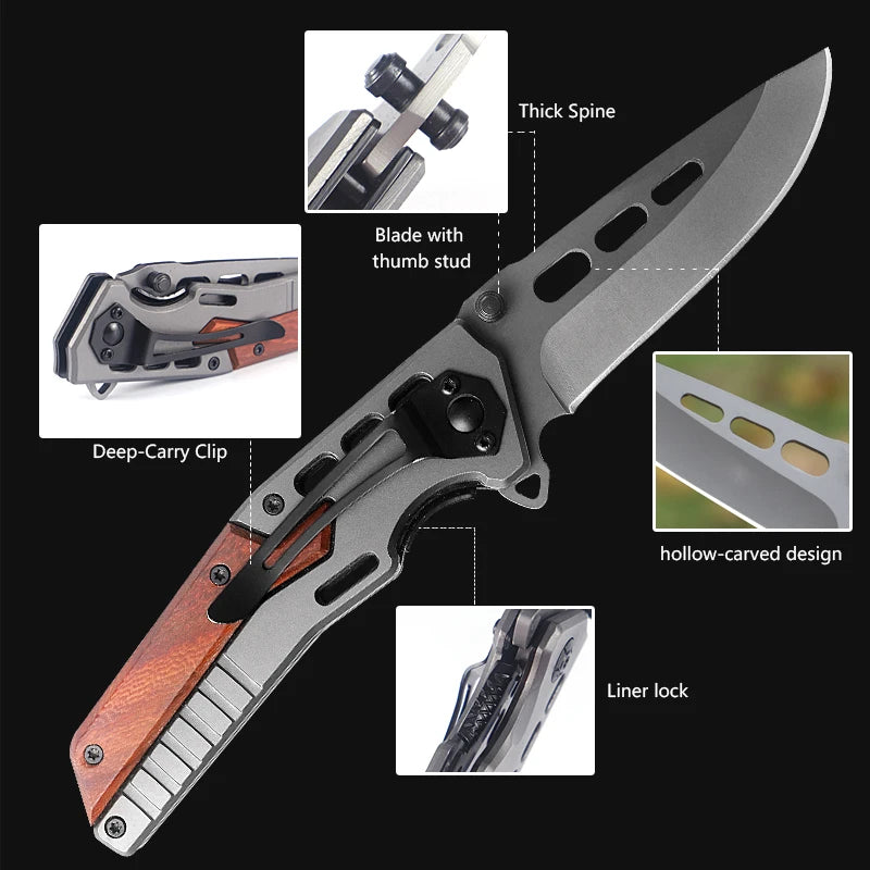 Stainless Steel Blade Hunting Outdoor Pocket Knife
