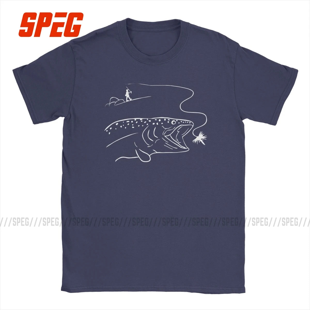 Men's Fly Fishing Trout Graphic T-Shirt — Short Sleeve Cotton