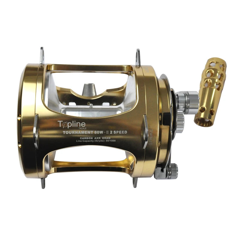 Full Metal 30W 50W 80W Big Game Fishing Reels 2 Speed Deep Saltwater Trolling Fishing Reel Surf Casting Fishing Reel