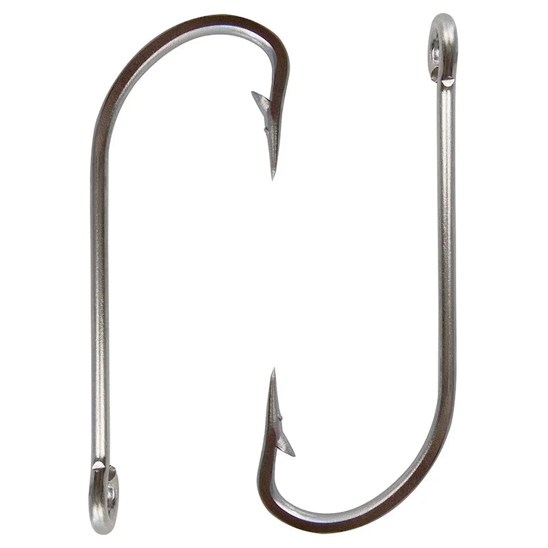 Stainless steel hooks for fishing, large hooks, extra long, white hooks, size 1/0-10/0, 40PCs