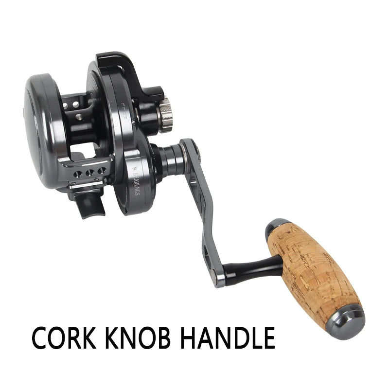 Big Drag Power Overhead Slow Jigging Fishing Reels Saltwater 9+2BB Cork Knob Handle 6.3:1 Casting Slow Pitch Fishing Reel
