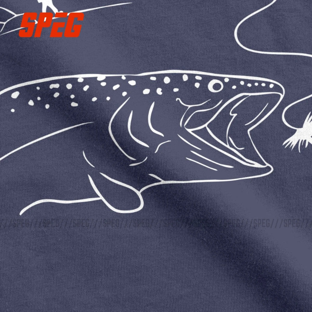 Men's Fly Fishing Trout Graphic T-Shirt — Short Sleeve Cotton