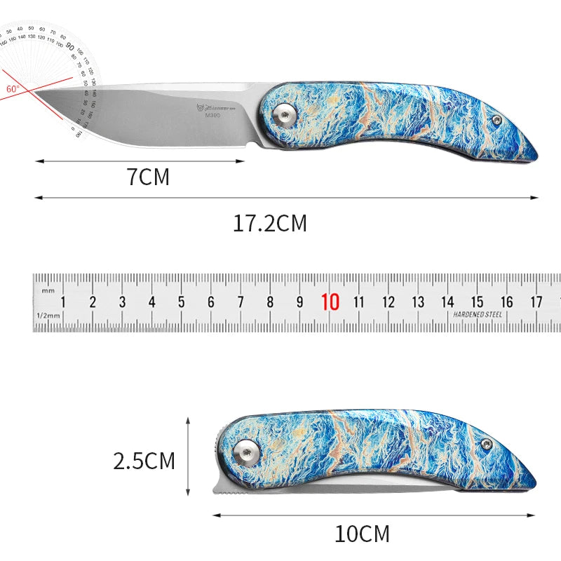 PioneerEDC Gr5 + M390 Titanium Alloy EDC Folding Utility Knife High Hardness Portable Tactical Camping Knife 3-Year Warranty