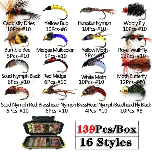 139Pcs Fly Fishing Flies Lures