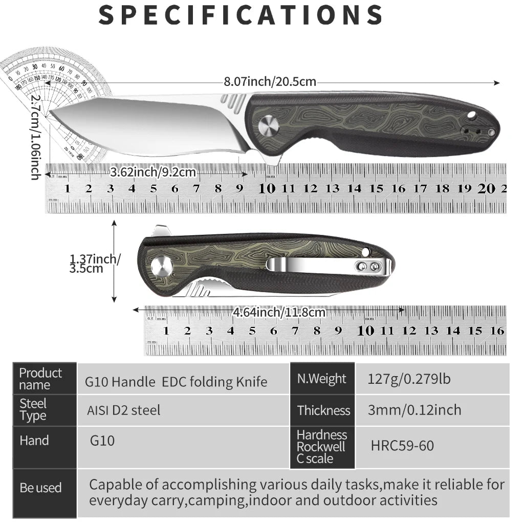 OEM EDC Outdoor G10 Survival Pocket Knife