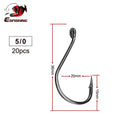 ES Fishing Hook High Carbon Steel Hooks 20PCS 1/0 2/0 3/0 4/0