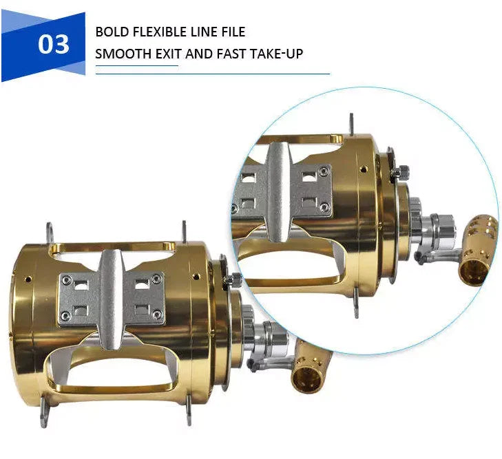 Oem Topline 2 Speed Heavy Duty 50w 80w Full Metal Shark Tuna Fishing Reels Deep Sea Ocean Boat Saltwater Big Game Trolling Reel