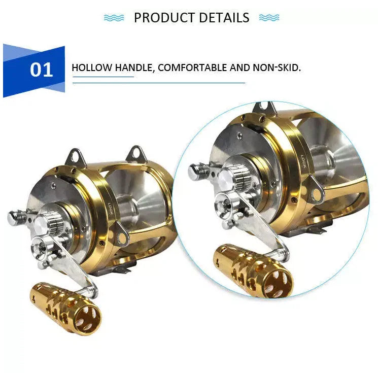 Oem Topline 2 Speed Heavy Duty 50w 80w Full Metal Shark Tuna Fishing Reels Deep Sea Ocean Boat Saltwater Big Game Trolling Reel