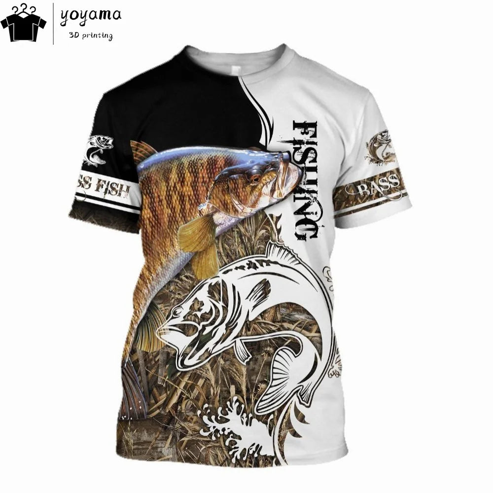 Fishing Pattern Print Clothes 3D Print Men's Summer Clothes Funny T shirts Short Sleeve Tee Fishing Graphic T shirts O-Neck Tops