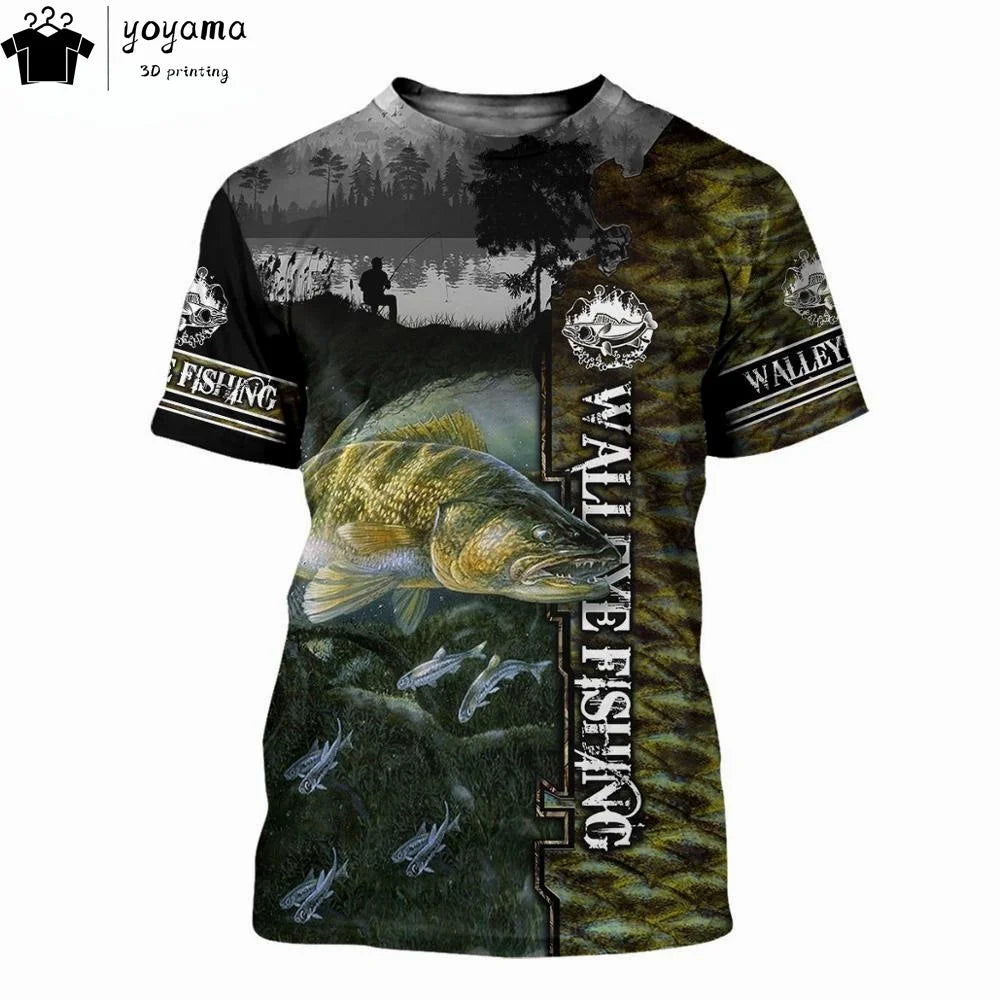 Fishing Pattern Print Clothes 3D Print Men's Summer Clothes Funny T shirts Short Sleeve Tee Fishing Graphic T shirts O-Neck Tops