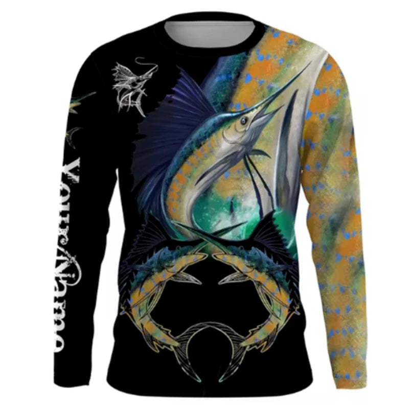 2025 Fishing Shirt Men Summer Print CasuaShirts Anti-UV Fishing Shirts Outdoor FishincClothing Sunscreen Long Sleeve Fish