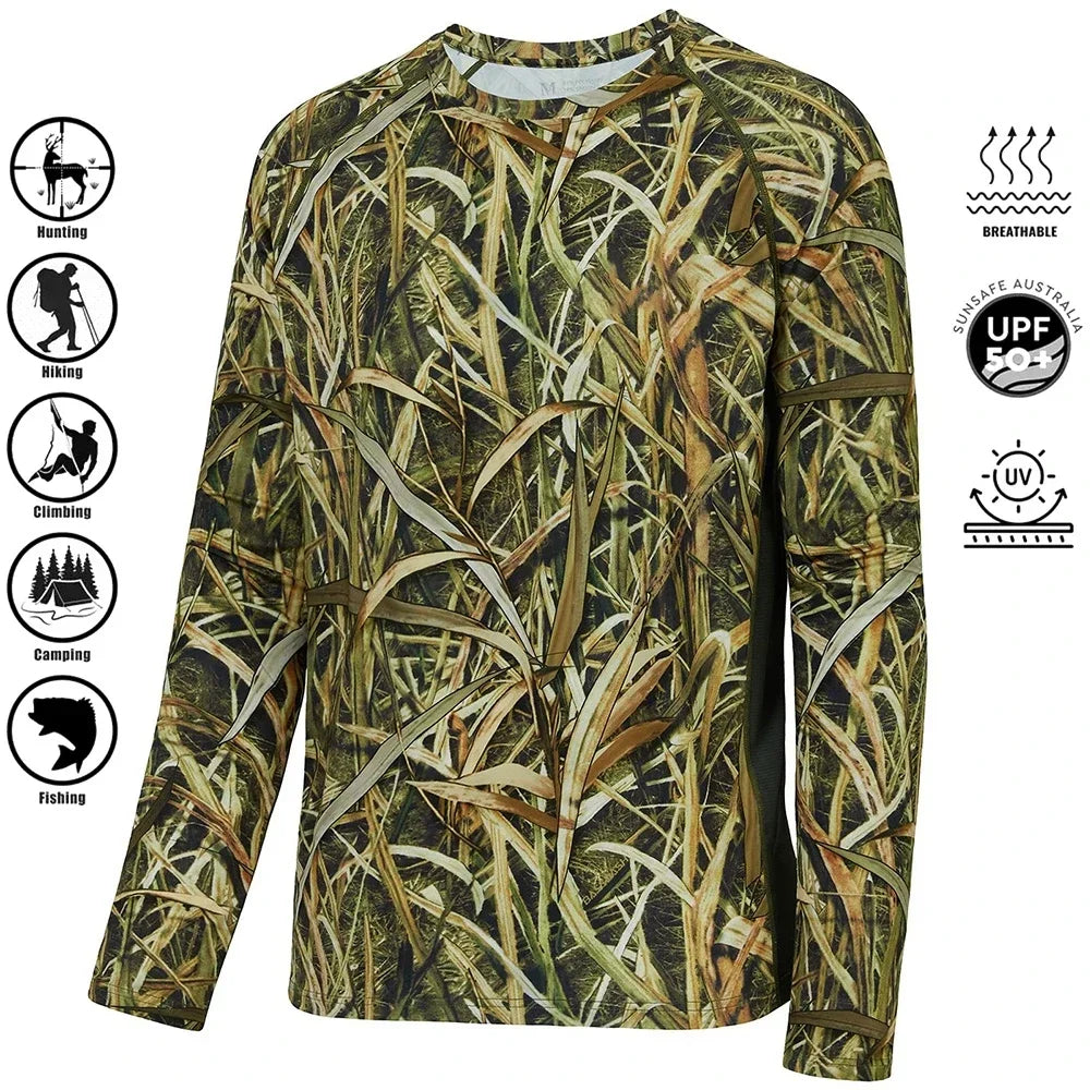 Men's Camouflage Long-sleeved Fishing Shirts Casual Sportswear T-shirts Streetwear Camping Outings Company Team-building