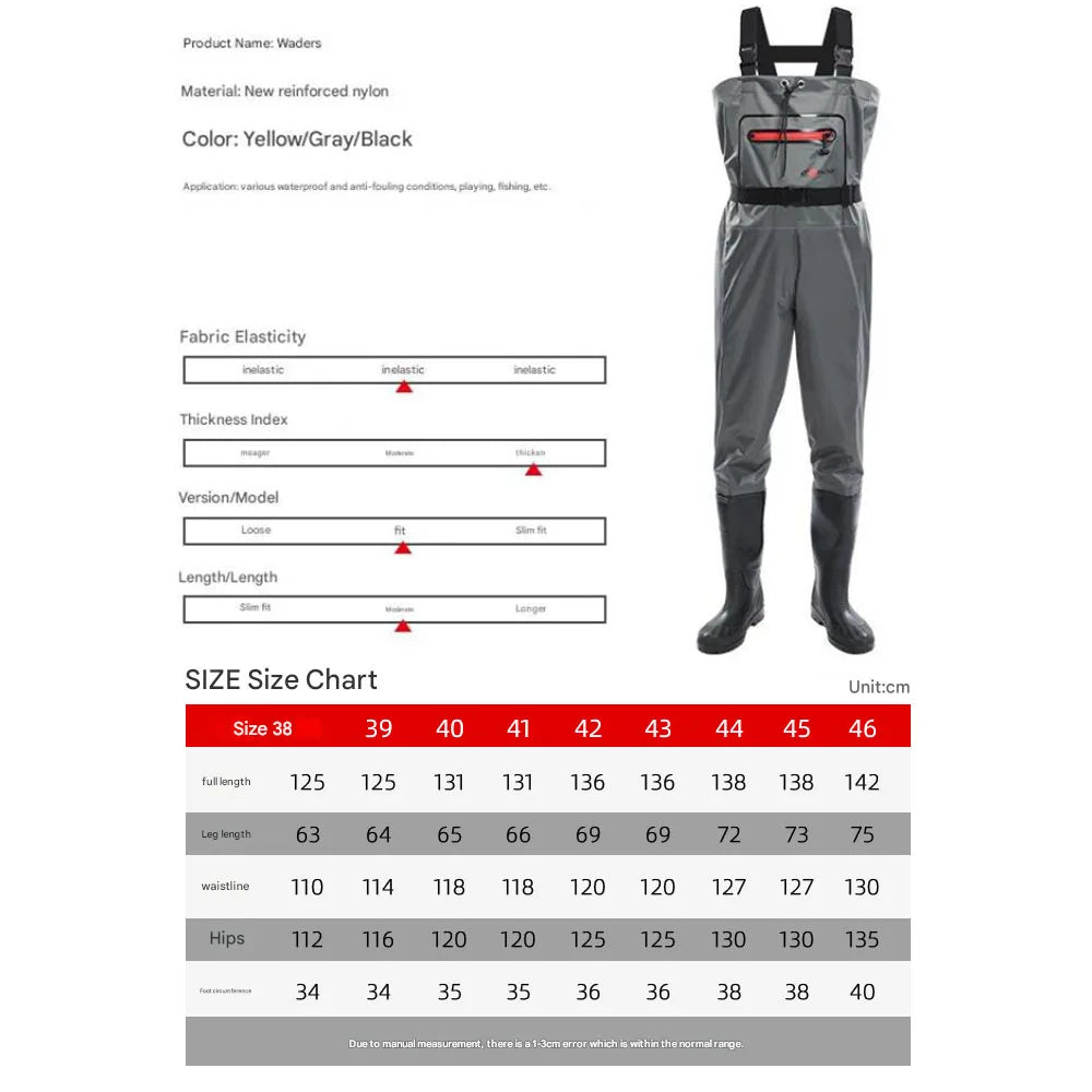 Waterproof Fishing Waders Pants With Boots Suit Men Women Thicken Lightweight Hunting Wading Chest-length Overalls Rain Pants