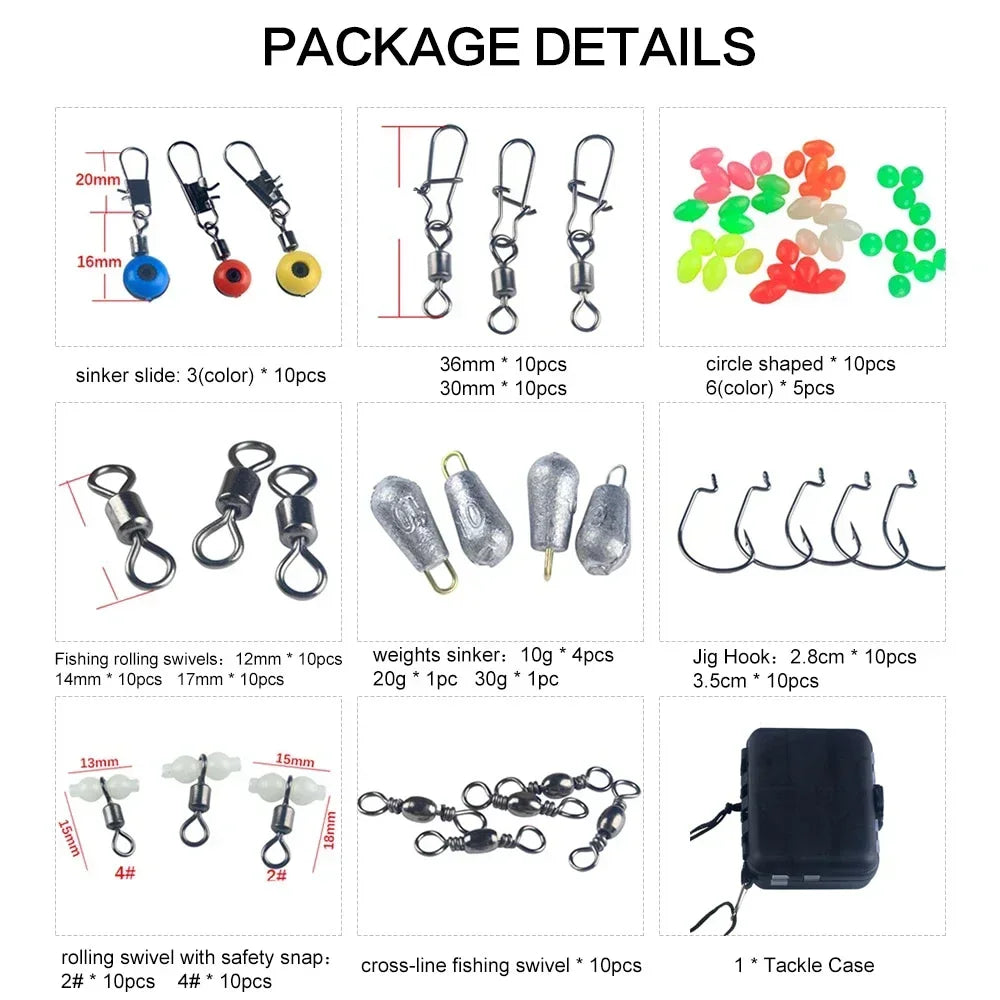 177Pcs Portable Fishing Tackle Kit