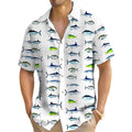 Men's Funny Tuna Print Button-Down Shirt — Loose Fit Summer Top