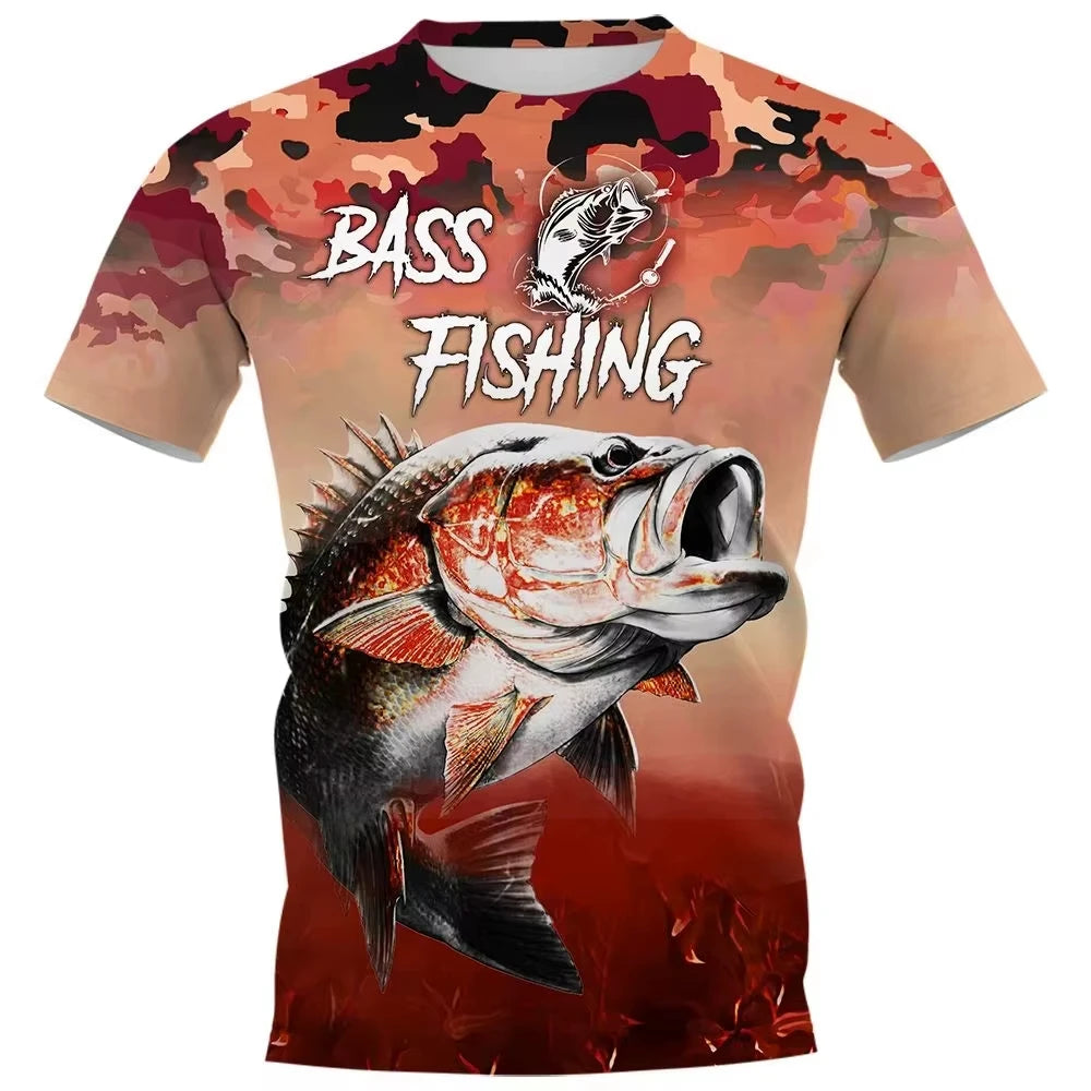 Fashion Carp Fishing Shirt Outdoor Fishing T-Shirts Summer Casual T Shirts Man Oversized T-Shirt Short Sleeve Tee Tops Clothing