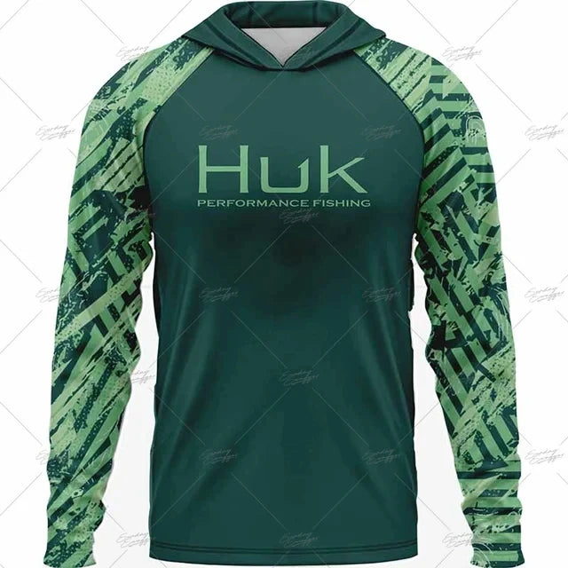 HUK Fishing Long Sleeve Hooded T-shirt Tops