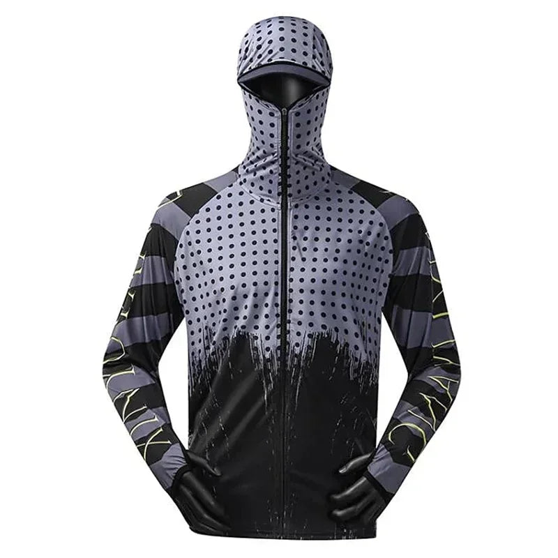 Men's Anti-UV Fishing Shirts Comfortable Ventilation Printed Sublimation Hoodie Jerseys Zipper Clothing for Outdoor Activities