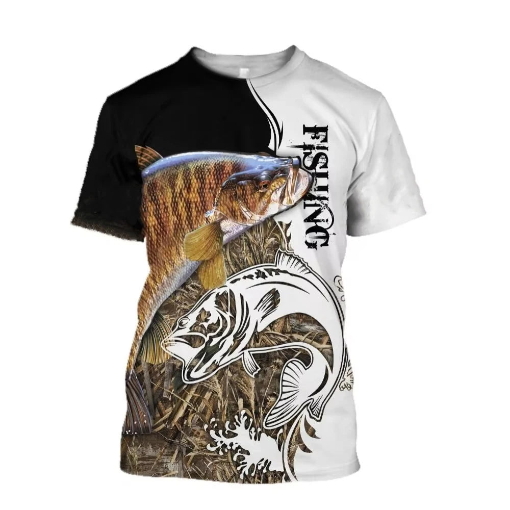 Fishing Vintage T-Shirts 3D Print Fashion Men Women Casual O-Neck T Shirt Short Sleeve Harajuku Outdoor Tees Tops Man Clothing