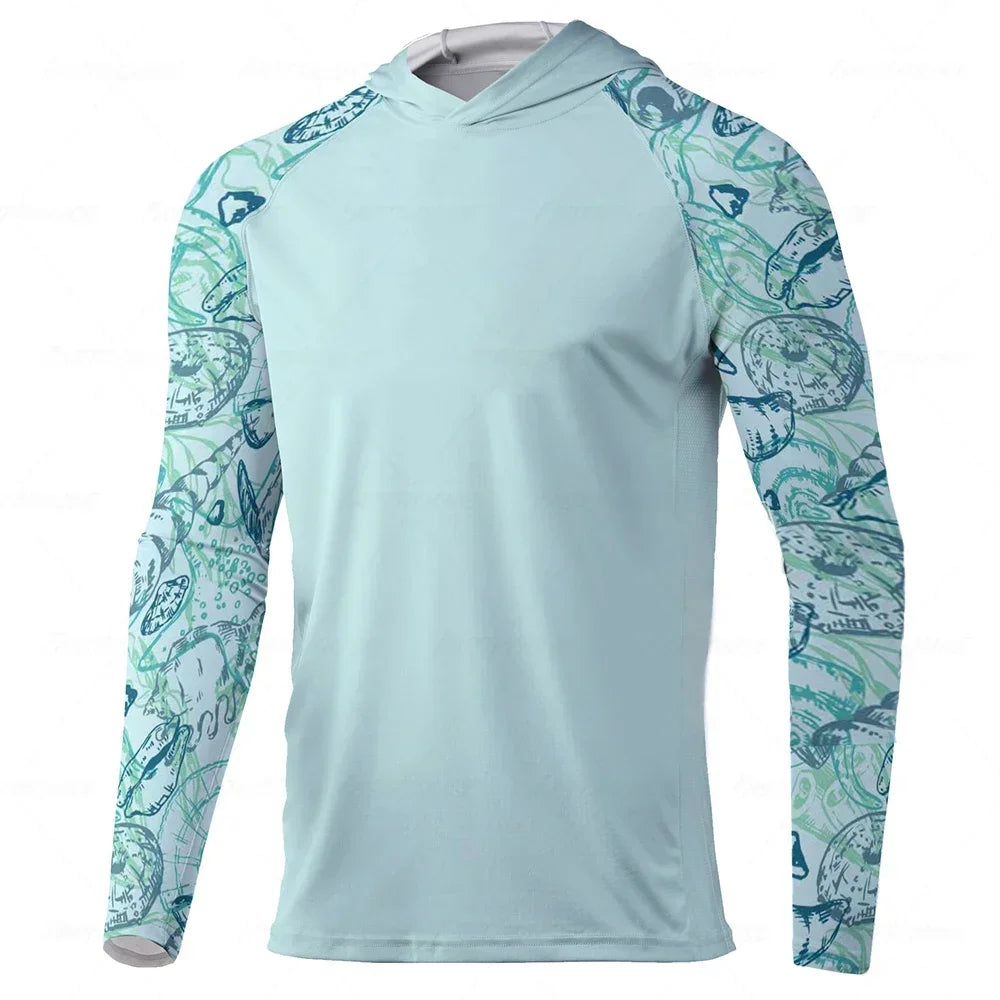 Men Hood Fishing Shirt Lone Sleeved