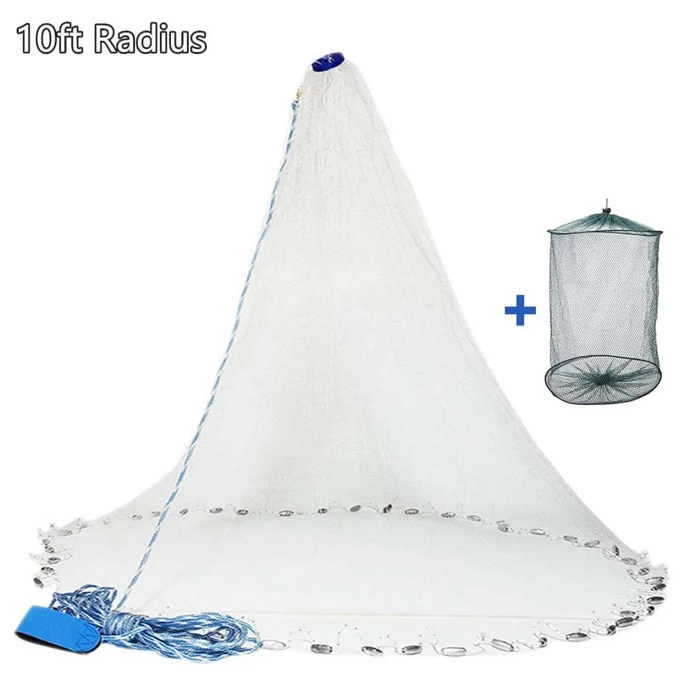 Casting Net 4ft 6ft 8ft Radius Cast Nets USA Saltwater Freshwater Fishing Net with Ring Easy to Throw Casting Net for Bait Trap