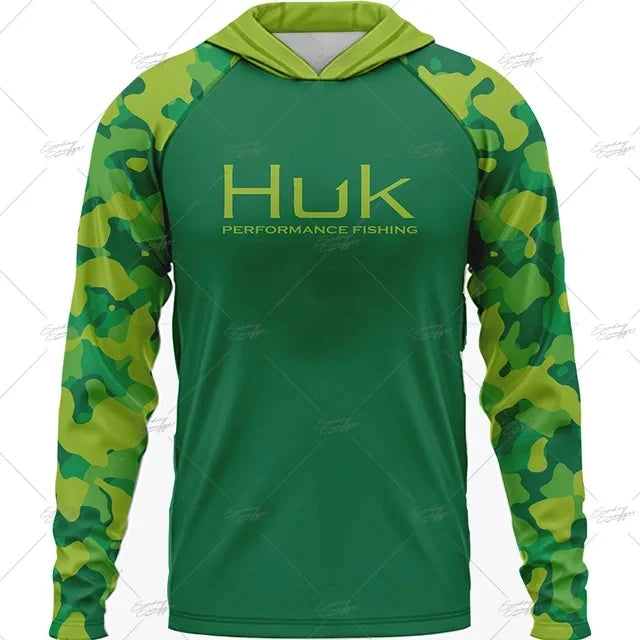 HUK Fishing Long Sleeve Hooded T-shirt Tops