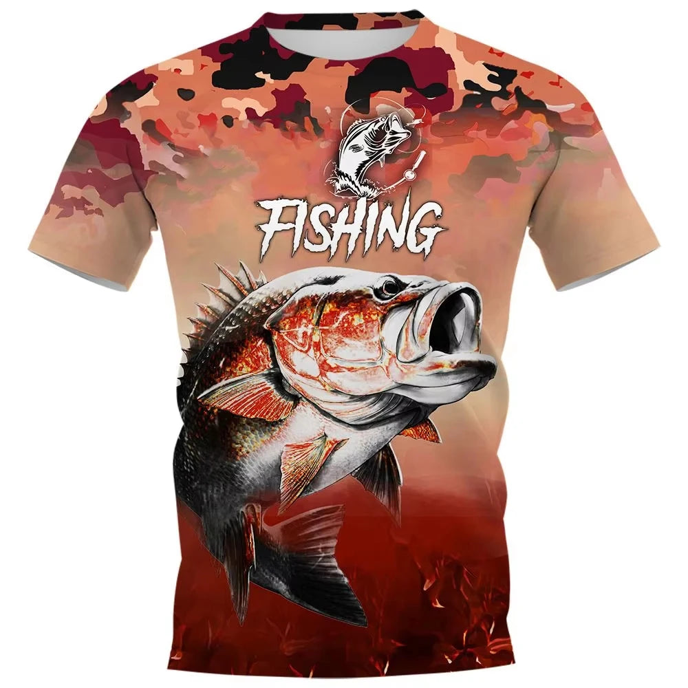 Fishing Vintage T-Shirts 3D Print Fashion Men Women Casual O-Neck T Shirt Short Sleeve Harajuku Outdoor Tees Tops Man Clothing