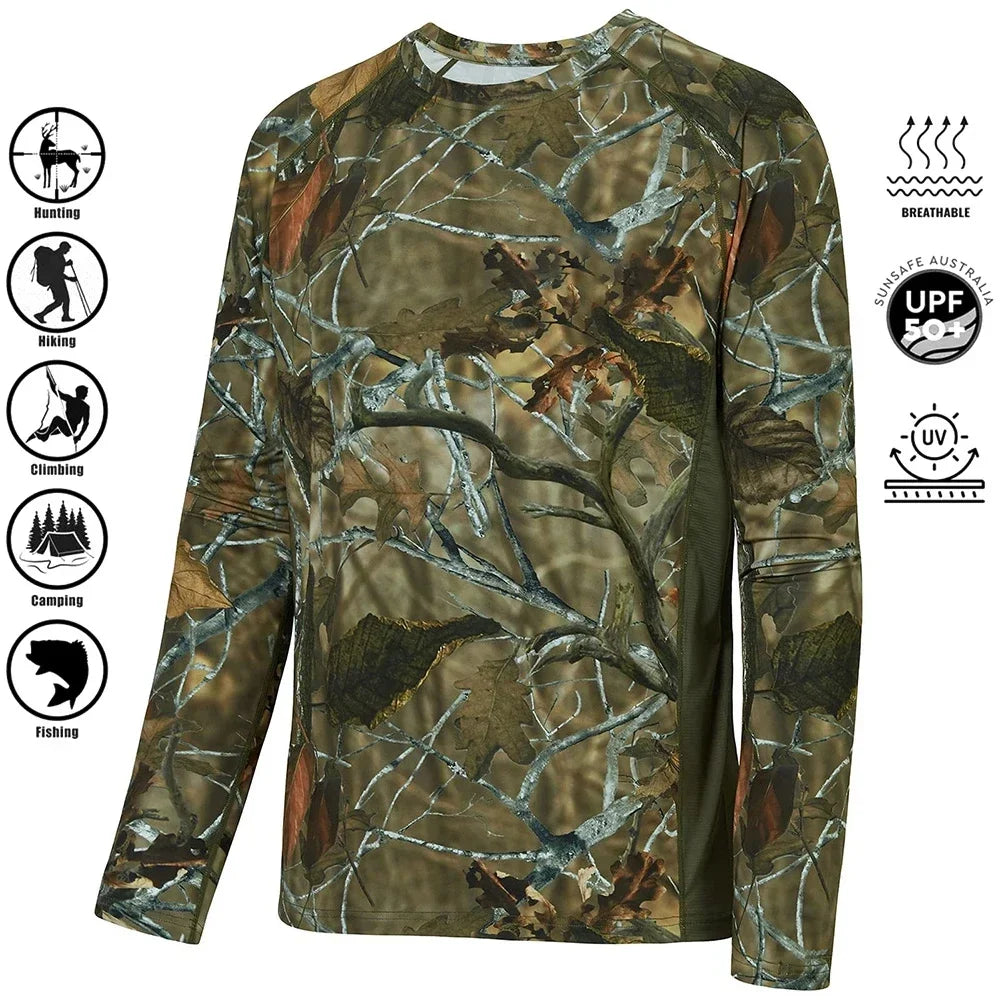 Men's Camouflage Long-sleeved Fishing Shirts Casual Sportswear T-shirts Streetwear Camping Outings Company Team-building