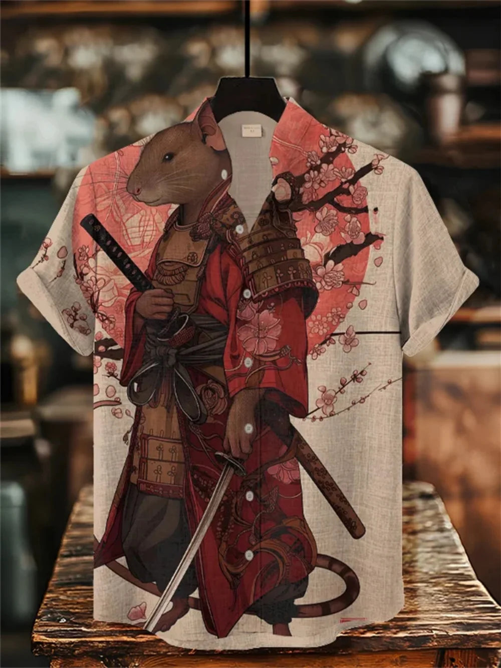 Men's Stand-Up Collar Fishing Shirt — Abstract Fish Print, Breathable