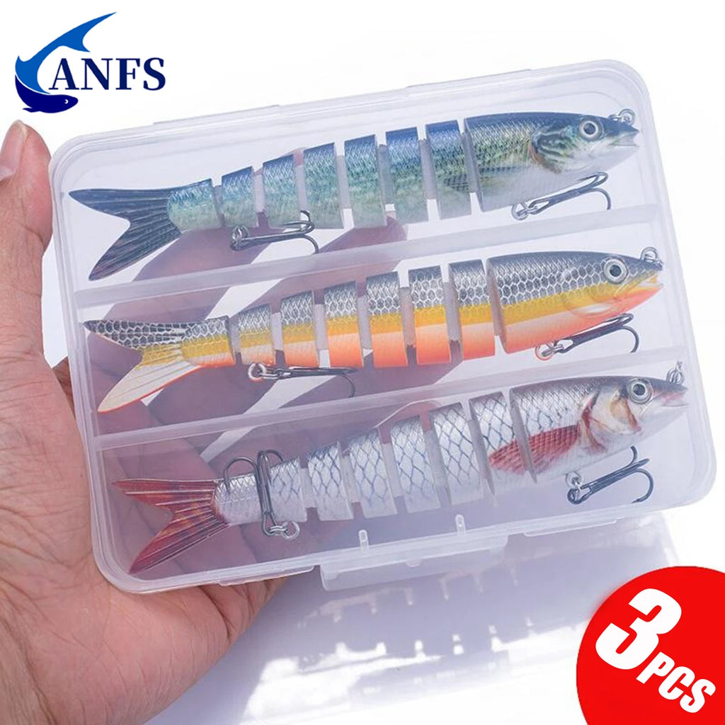 3pcs 8 Segment Fishing Lure Multi Jointed  Swimbait Artificial Bait Slow Sinking Bionic Fishing Bait Cool Fishing Gear