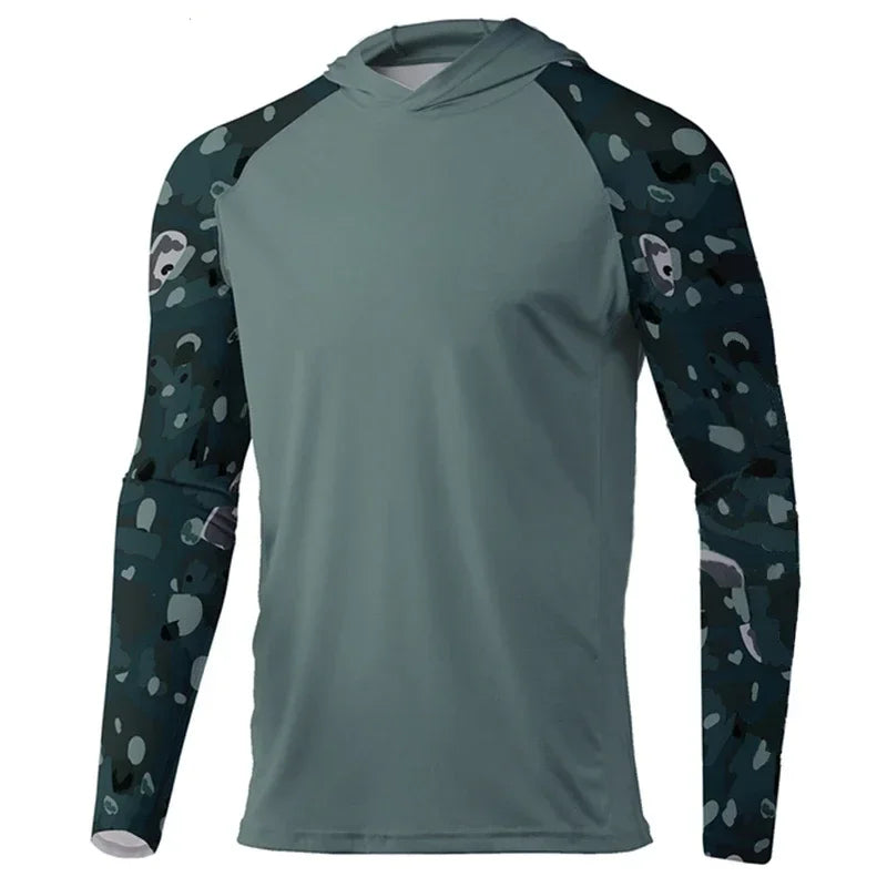 Fishing Shirts Men Long Sleeve Fishing Clothing Hooded UV Sun Protectio Breathable Quick Dry Fishing Shirts Uv Protectio