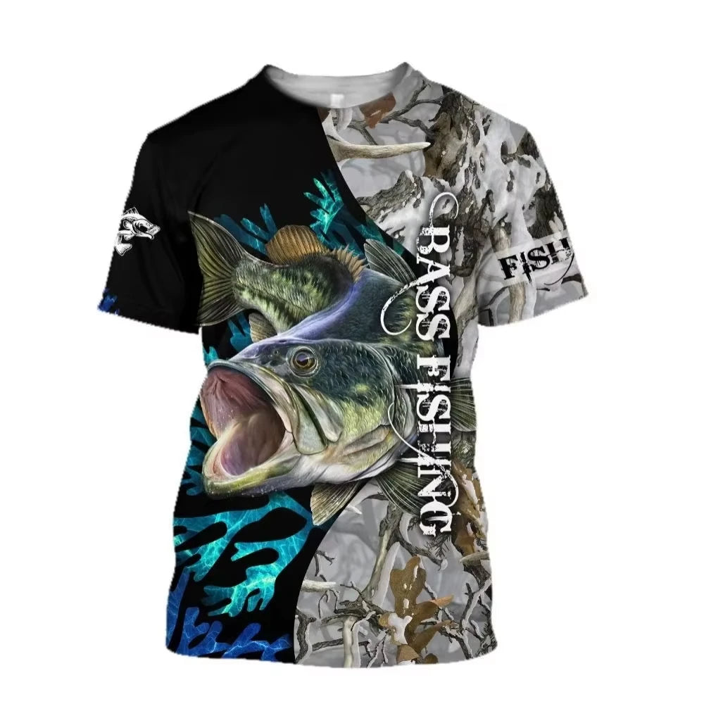 Fashion Carp Fishing Shirt Outdoor Fishing T-Shirts Summer Casual T Shirts Man Oversized T-Shirt Short Sleeve Tee Tops Clothing