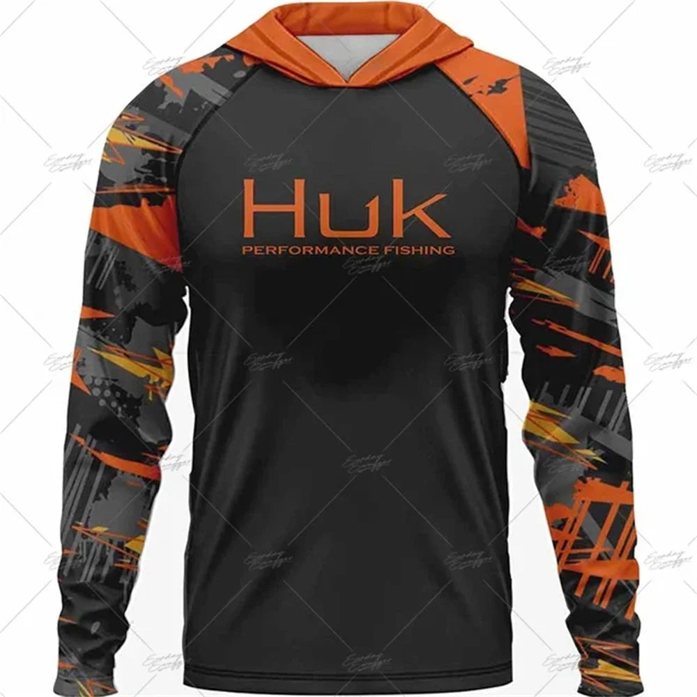 HUK Fishing Long Sleeve Hooded T-shirt Tops
