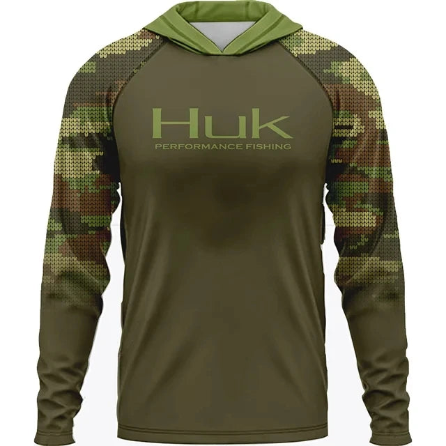 HUK Fishing Long Sleeve Hooded T-shirt Tops