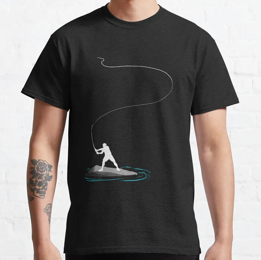 Men's Fly Fishing Trout Graphic T-Shirt — Short Sleeve Cotton