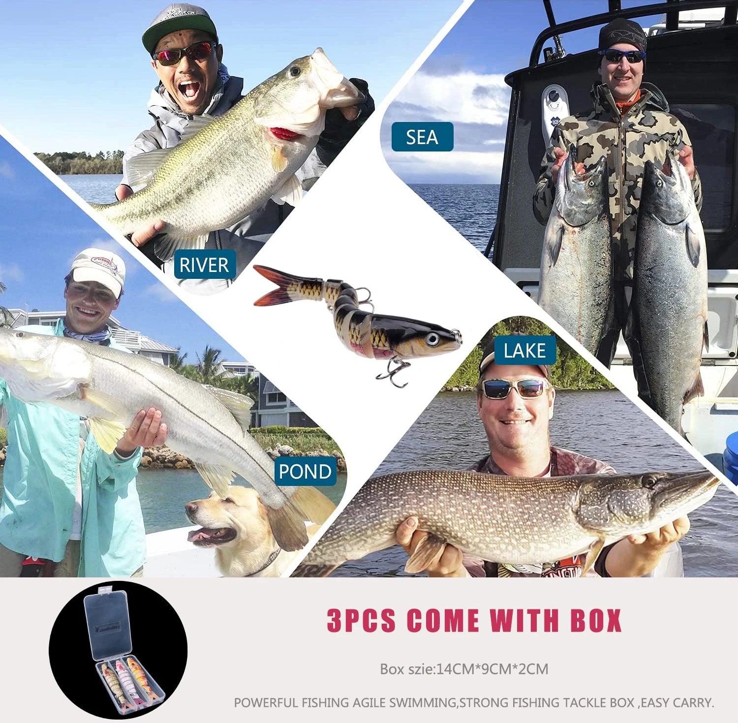 3pcs 8 Segment Fishing Lure Multi Jointed Swimbait Artificial Bait Slow Sinking Bionic Fishing Bait Cool Fishing Gear