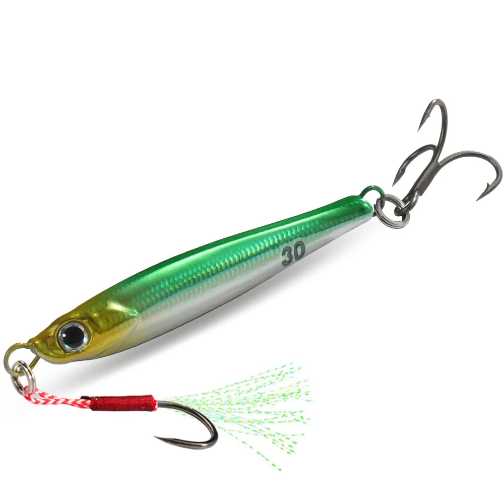 Metal Jig Lure Kit 7g 10g 20g 30g 40g Spoon Sinking Pencil VIB Fishing Tackle Teflon Hook Pesca Gear Swimbait 1-2Pcs Baits