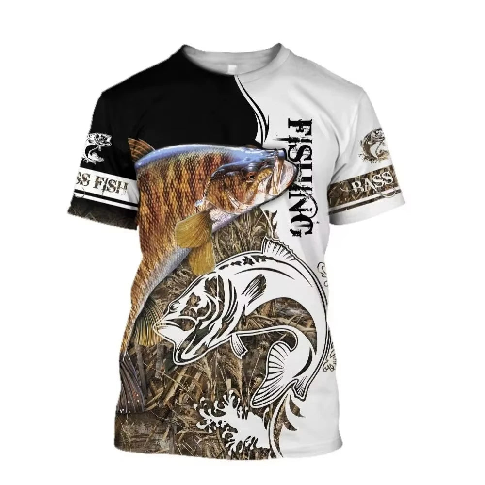 Fashion Carp Fishing Shirt Outdoor Fishing T-Shirts Summer Casual T Shirts Man Oversized T-Shirt Short Sleeve Tee Tops Clothing
