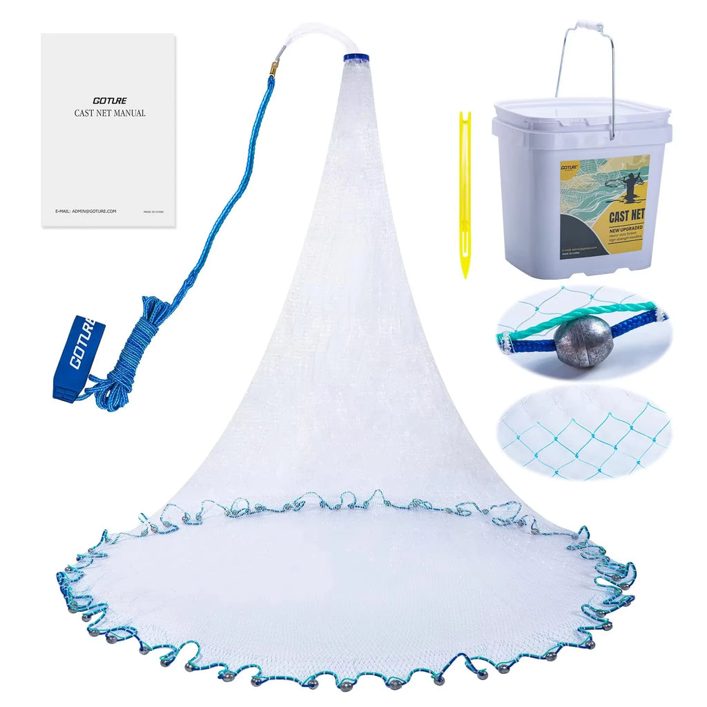 Goture 3ft-12ft American Fishing Cast Net