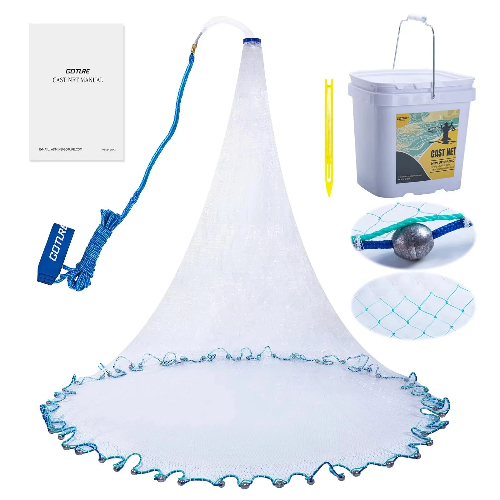Goture 3ft-12ft American Fishing Cast Net