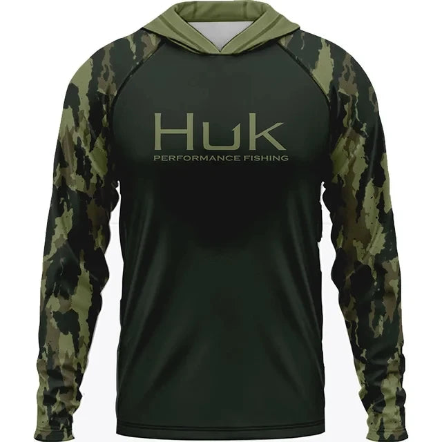 HUK Fishing Long Sleeve Hooded T-shirt Tops