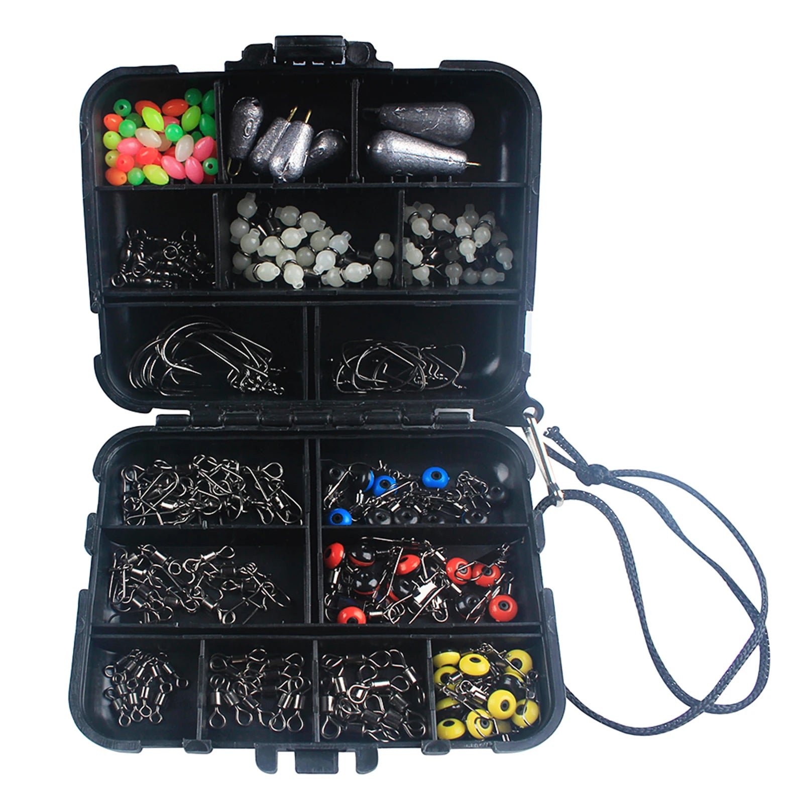 Fishing Accessories Kit Crank Hooks Sinker Weights Swivels Snaps Connectors Beads Fishing Tackle Box Set Fishing Swivels