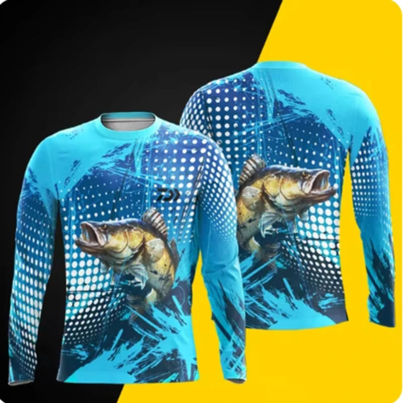 2025 Fishing Shirt Men Summer Print CasuaShirts Anti-UV Fishing Shirts Outdoor FishincClothing Sunscreen Long Sleeve Fish