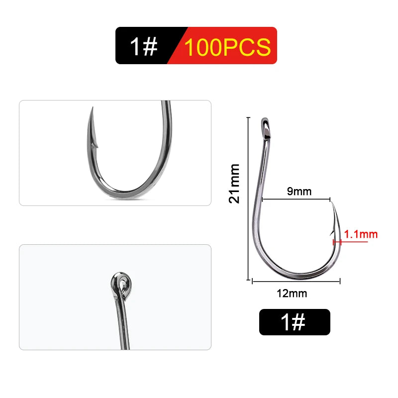 FTK CHINU Fishhook 1/0#-5/0#50PCS 1#-7#100PCS