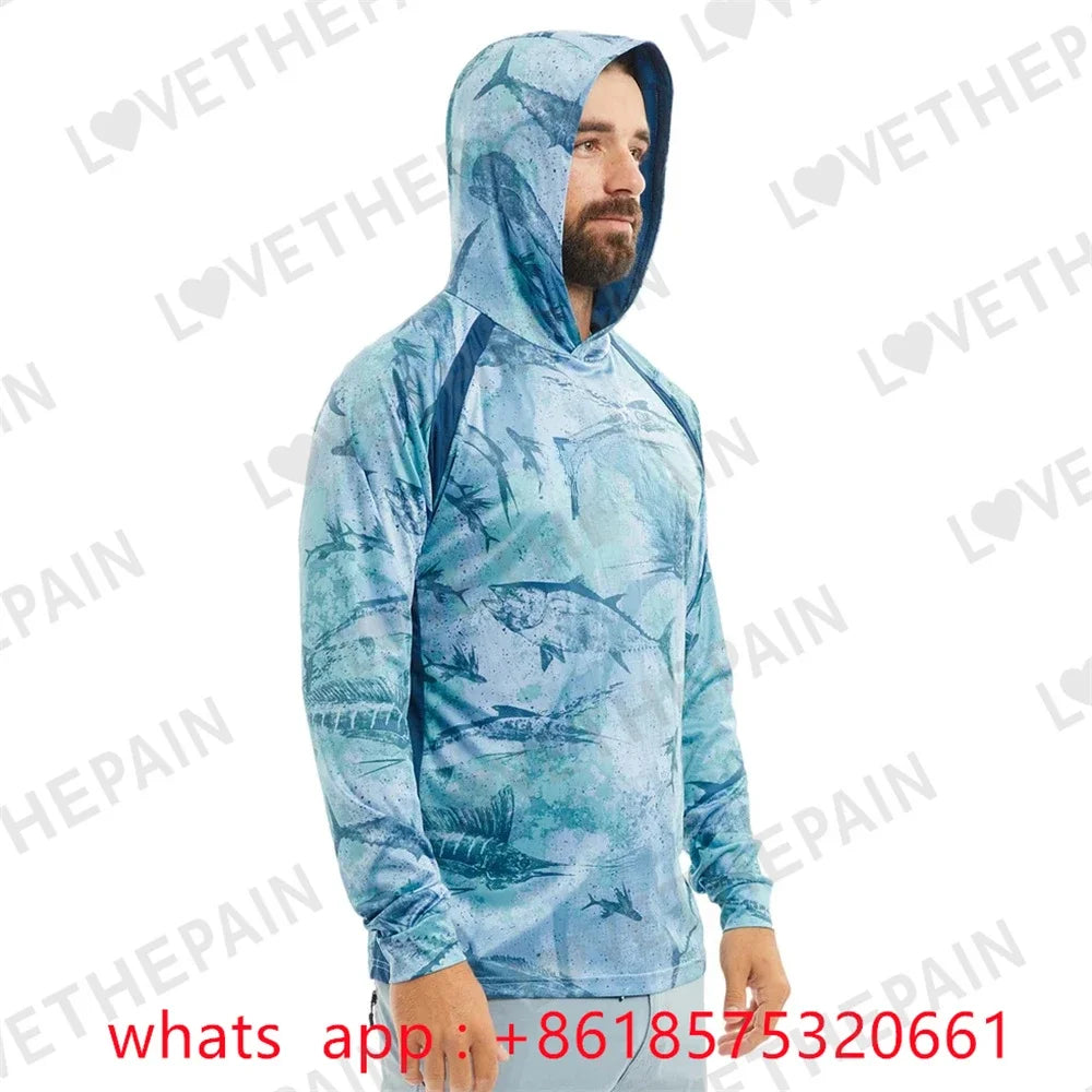 Men's Hooded Angling Shirt — Long Sleeve, Breathable Sun Protection