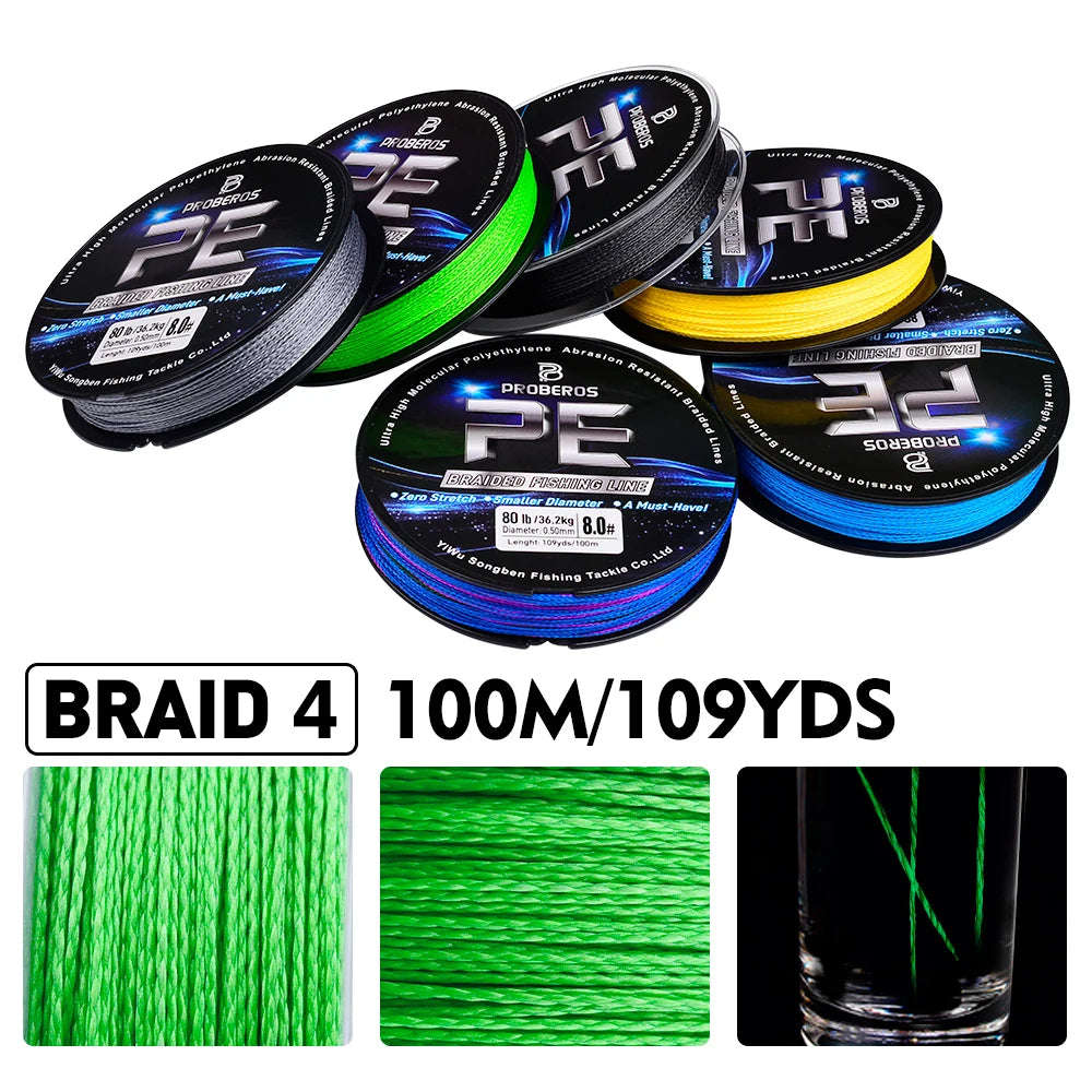 Super Strong Fishing Line -100m/328ft 4-Strand Multifilament
