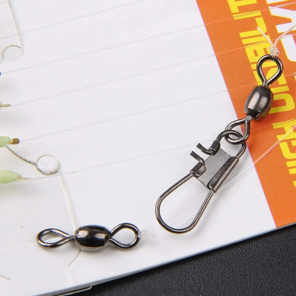 10/20/30 Packs Real Fish Skin Rigs Luminous Fishing Bait Rigs Freshwater Saltwater Glow in Dark with Swivel Hooks Size 4 6 8